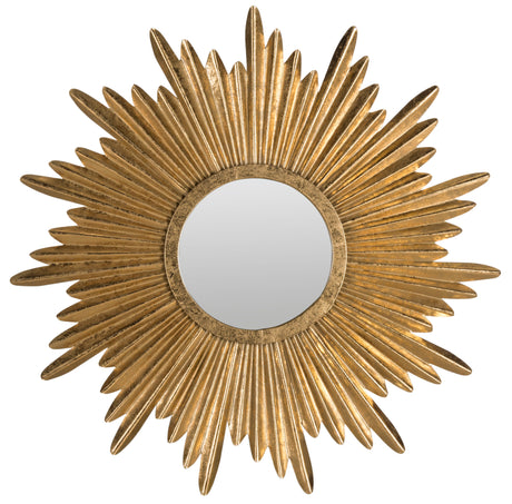 JOSEPHINE SUNBURST, 33.5 INCH, ANTIQUE GOLD, IRON/GLASS/WOOD MIRROR