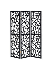 Nailan - 3-panel Open Mosaic Pattern Room Divider - Black