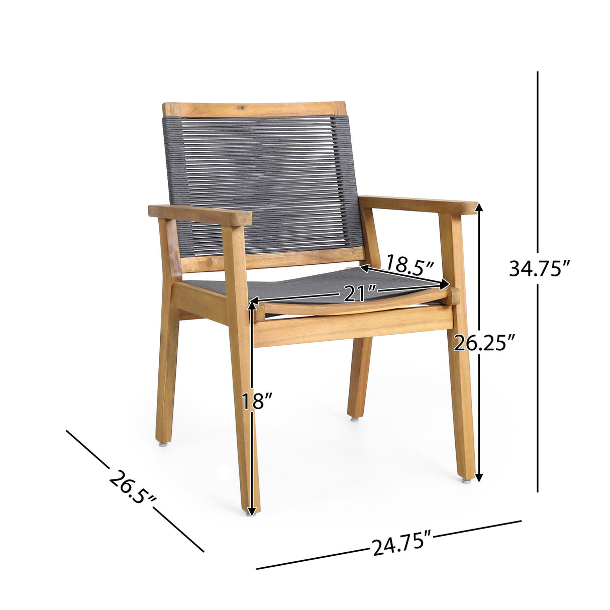 Outdoor Dining Chair (Set of 2) - Dark Gray