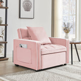 Modern Velvet 3 In 1 Sofa Bed Chair, Adjustable Recliner