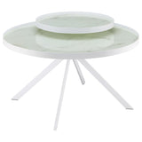 Briggs - Round Marble Printed Glass Top Coffee Table
