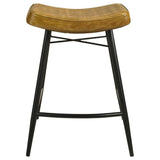 Bayu - Leather Upholstered Saddle Seat Backless Counter Height Stool (Set of 2)