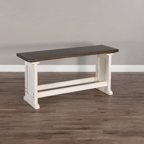 Carriage House - Counter Side Bench - White / Dark Brown
