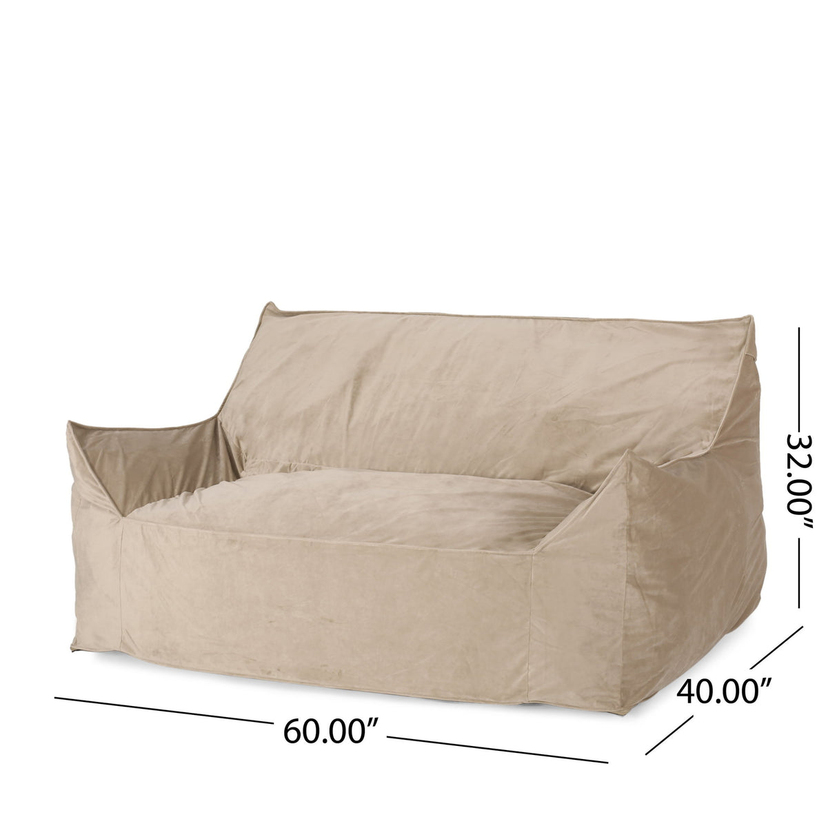 Fila - Velveteen Oversized Seater Bean Bag Chair With Armrests