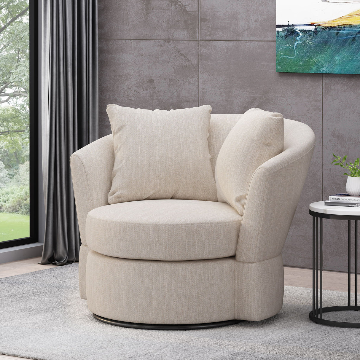Swivel Club Chair With Circular Design