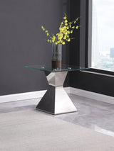 Jenny - Glass Top Stainless Steel Side End Table - Chrome