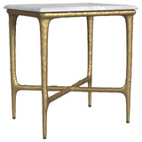 Baldwin - Rectangular Marble Top Side Table - White And Gold