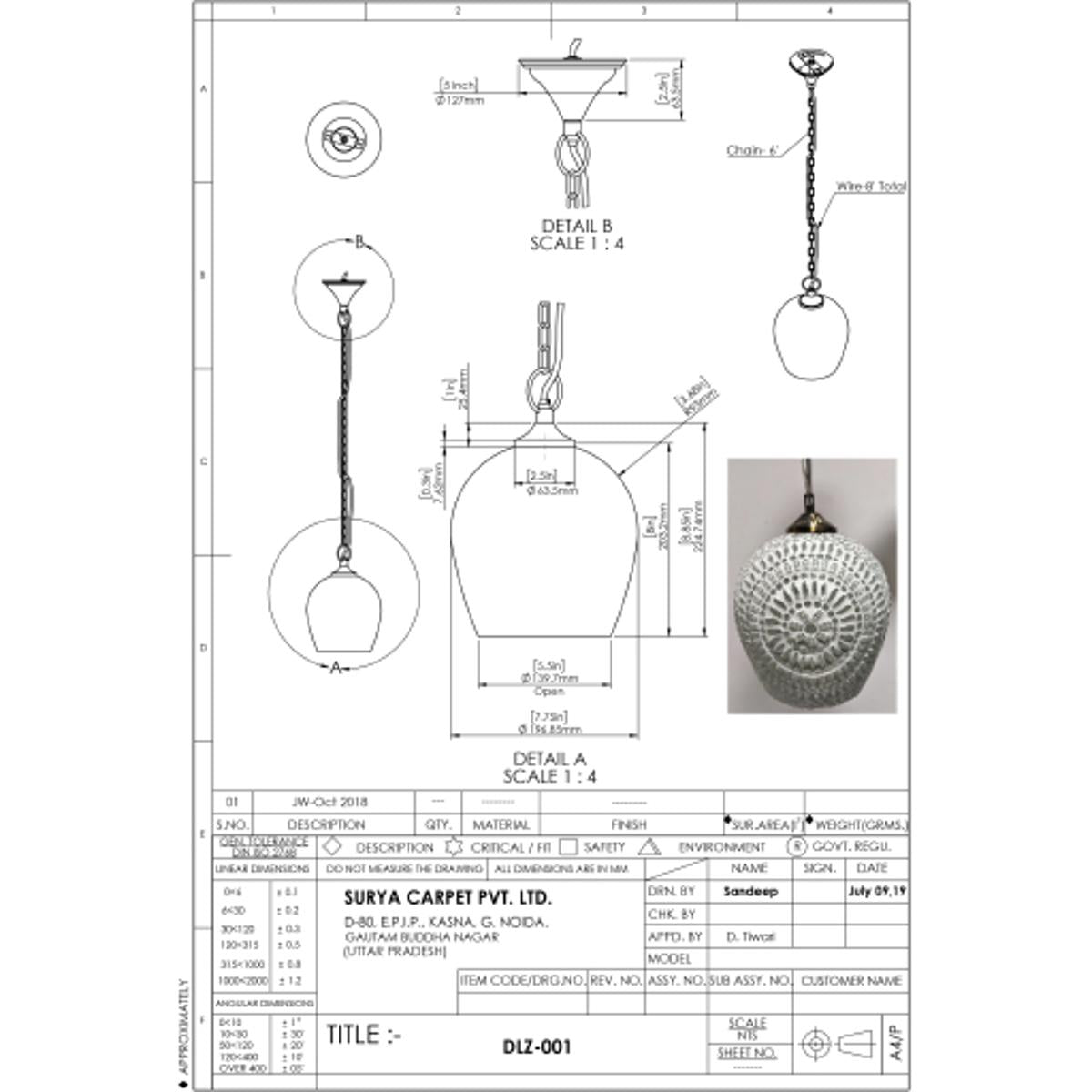 Surya Daleyza Ceiling Light