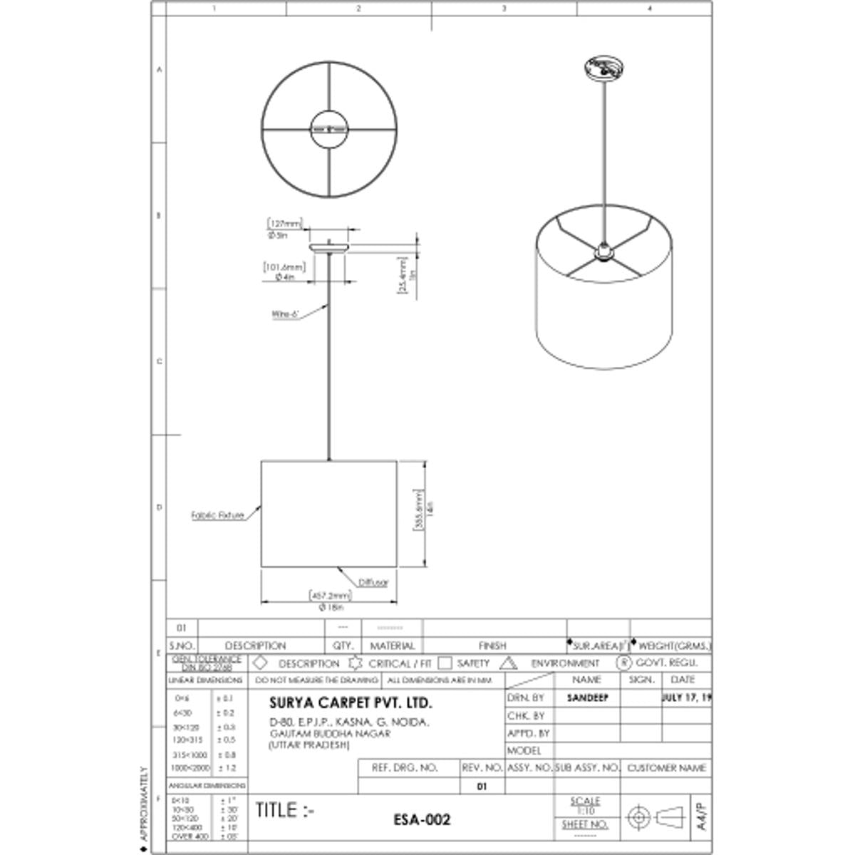 Surya Elisa Ceiling Light