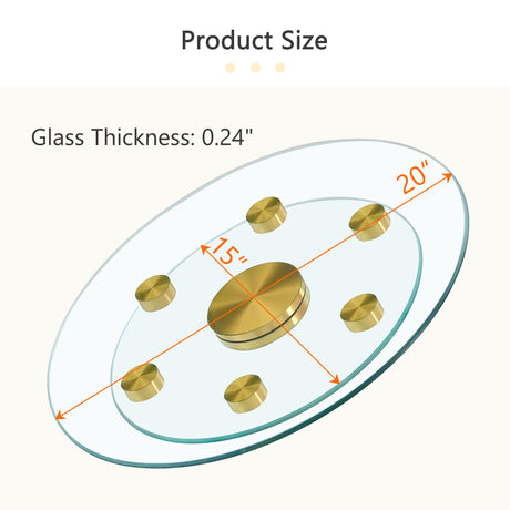 Double Layer Rotatable Round Glass Plate - Gold / Transparent