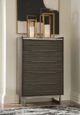 Arkenton - Grayish Brown / White - Five Drawer Chest