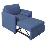 3 In 1 Convertible Sleeper Chair With Adjustable Backrest, Lounger Chair Turns Into Bed