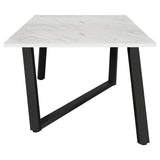 Mayer - Rectangular Dining Table Faux Marble - White And Gunmetal