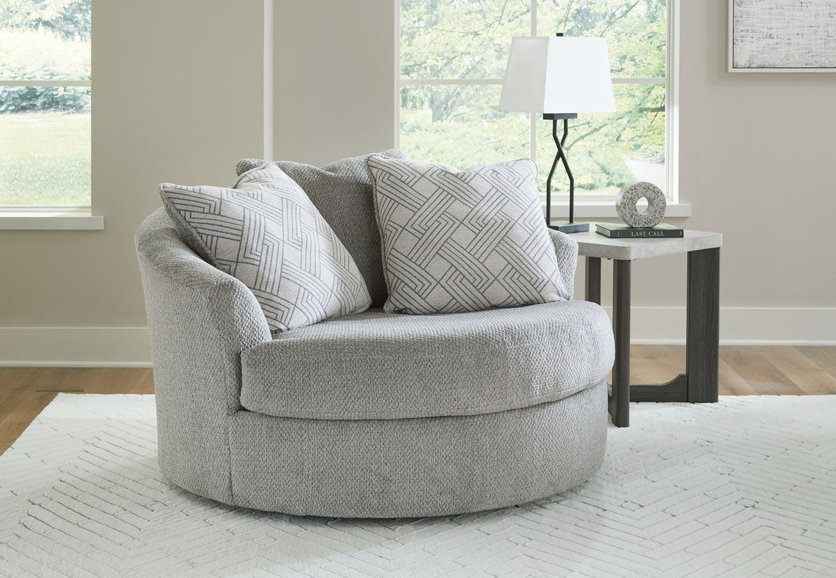 Casselbury - Cement - Oversized Swivel Accent Chair - Fabric