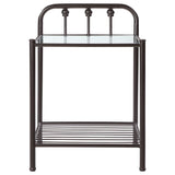 Livingston - 1-Shelf Nightstand With Glass Top - Dark Bronze