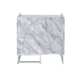 Azrael - Accent Table - White Printed Faux Marble & Chrome Finish