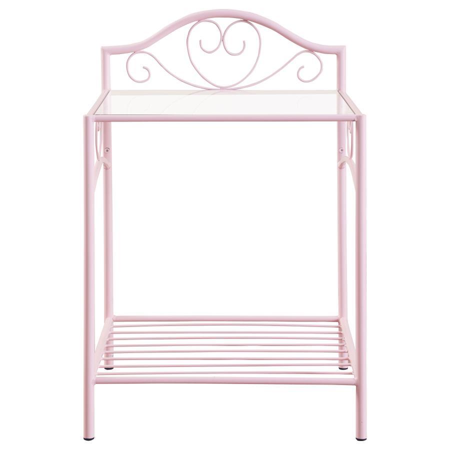 Massi - 1-Shelf Nightstand With Glass Top - Powder Pink