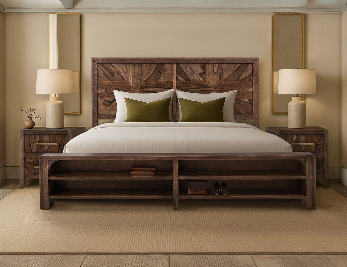 Praga - 2-Drawer Nightstand - Almond / Barrel Brown