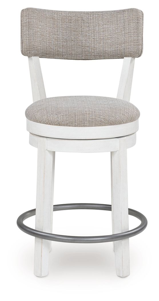 Robbinsdale - Antique White - Upholstered Swivel Barstool (Set of 2)