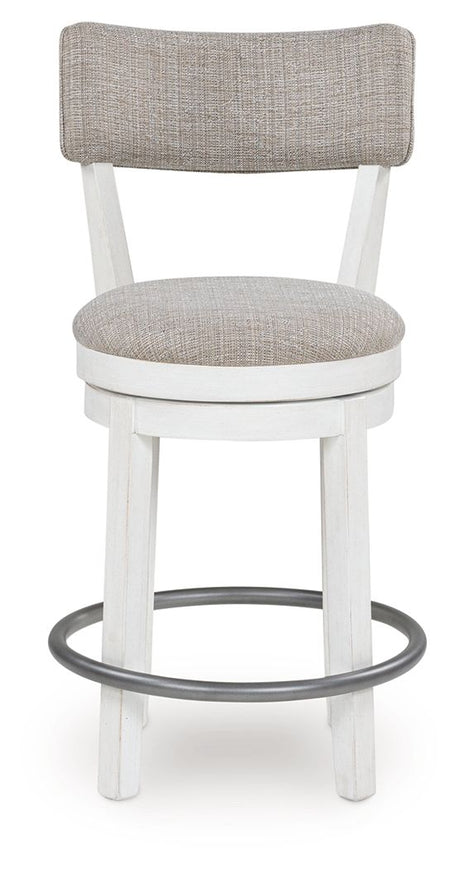 Robbinsdale - Antique White - Upholstered Swivel Barstool (Set of 2)