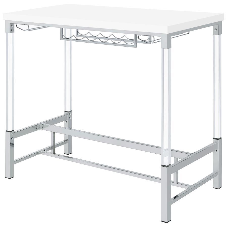 Norcrest - Acrylic Leg Bar Table - White High Gloss