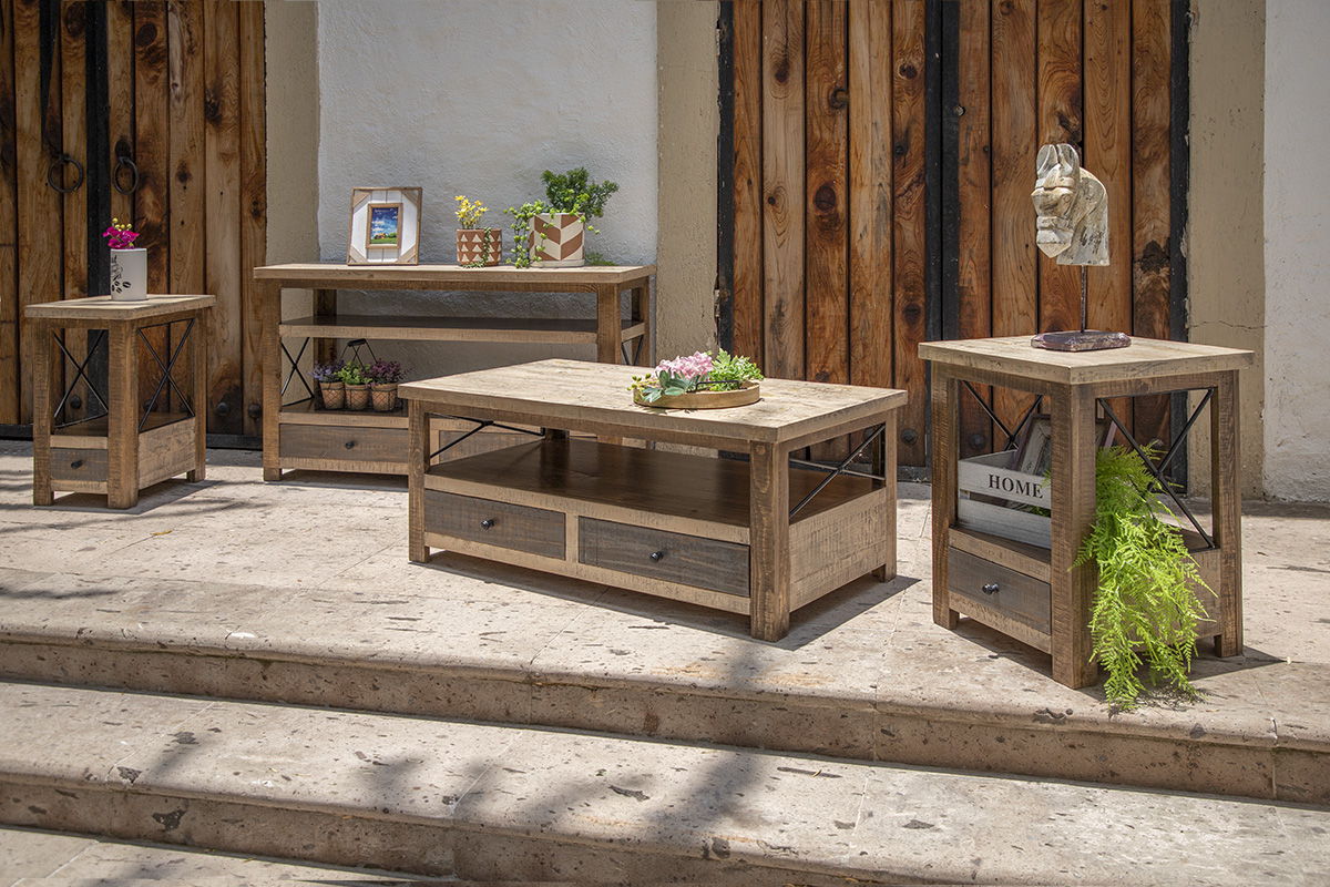 Andaluz - Chairside Table - Brown / Light Brown Antiqued