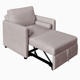 3 In 1 Convertible Sleeper Chair With Adjustable Backrest, Lounger Chair Turns Into Bed
