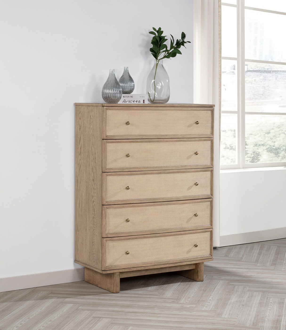 Kailani - 5-Drawer Bedroom Chest Of Drawers - Beige Oak