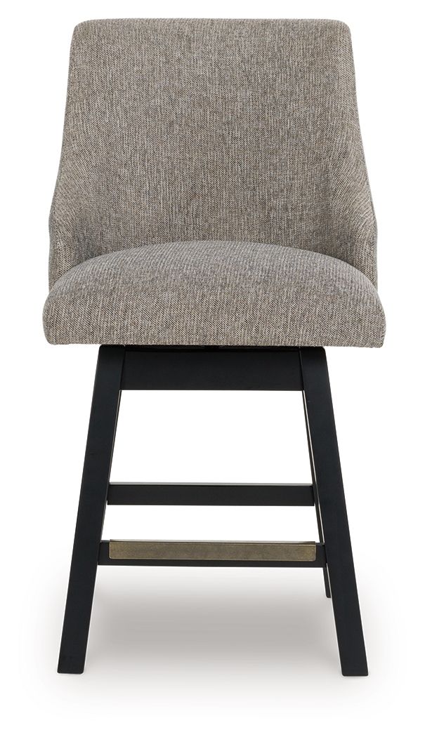 Neymorton - Dark Grayish Brown - Upholstered Swivel Barstool (Set of 2)