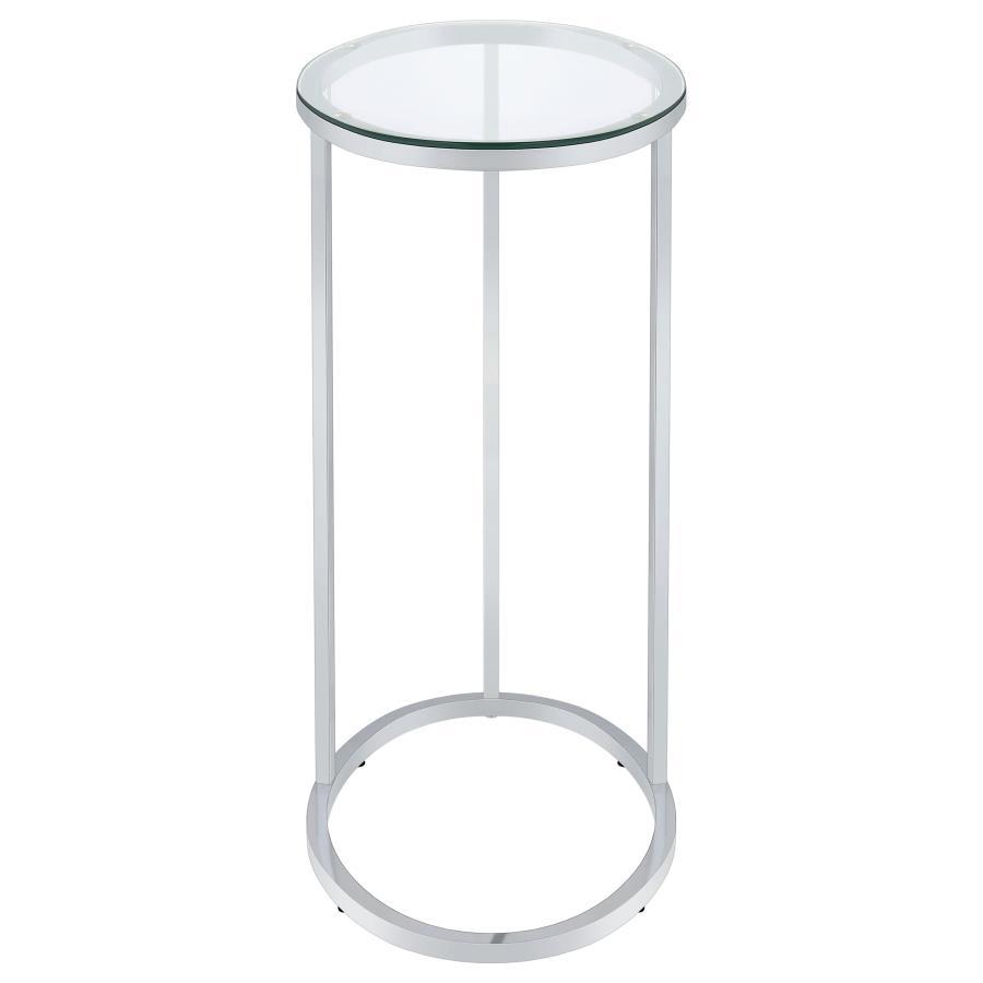 Kyle - Oval Glass Top C-Shaped Sofa Side Table - Chrome And Clear