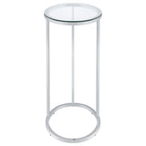 Kyle - Oval Glass Top C-Shaped Sofa Side Table - Chrome And Clear