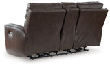 Crossplex - Smoke - Power Reclining Loveseat / Console / Adjustable Headrest