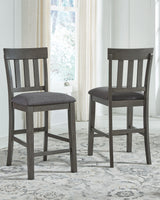 Hallanden - Black / Gray - Upholstered Barstool (Set of 2)