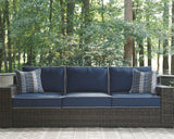 Grasson - Brown / Blue - Sofa with Cushion