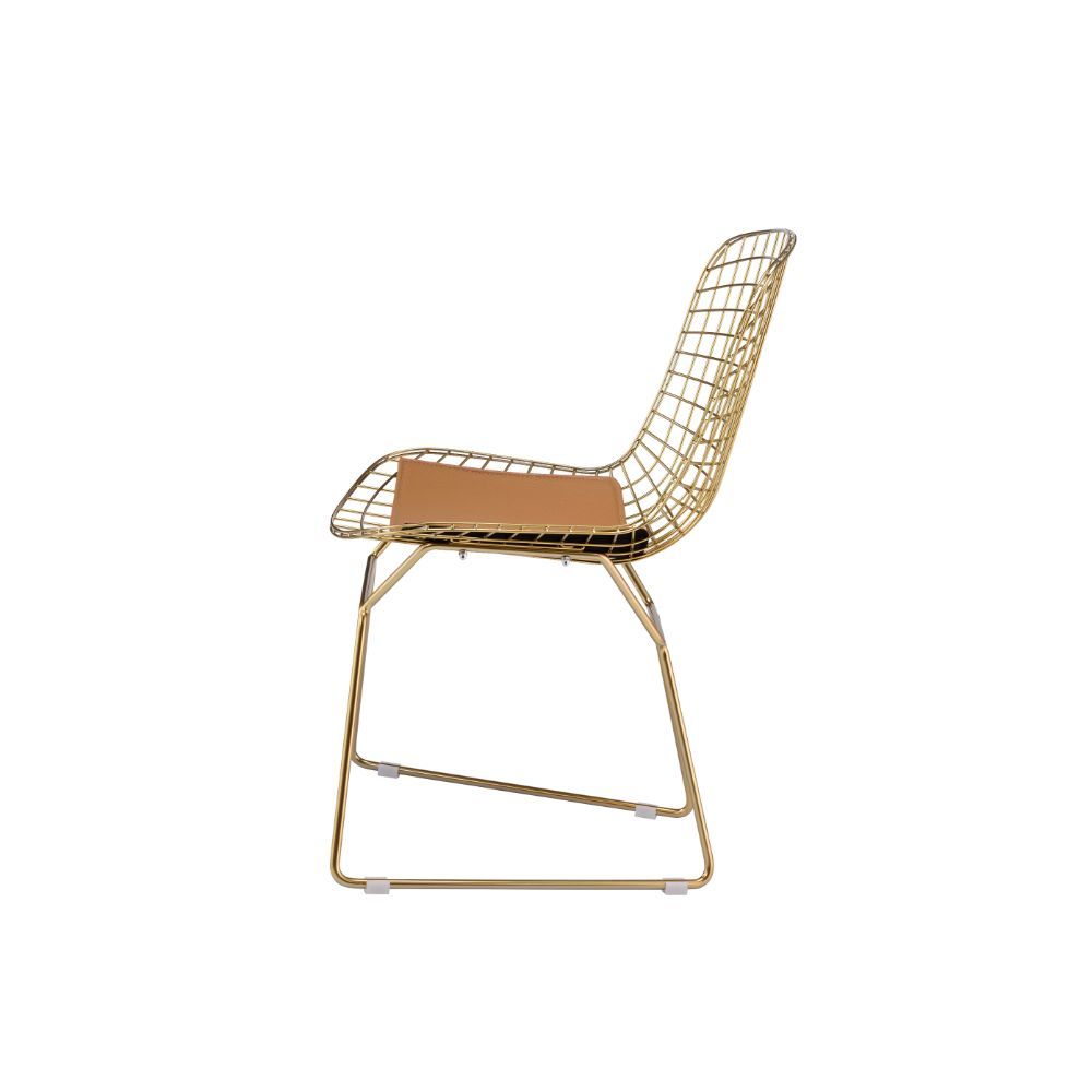Achellia - Side Chair (Set of 2) - Whiskey PU & Gold