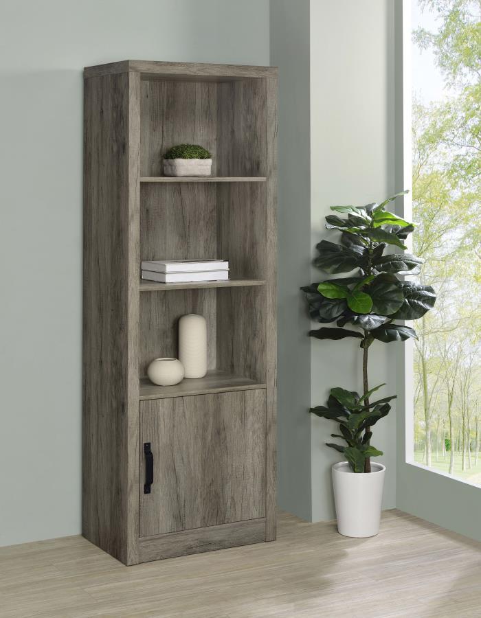 Burke - 3-Shelf Media Tower With Storage Cabinet - Gray Driftwood