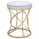 Elise - Round Mirror Top Stainless Steel End Table - Gold
