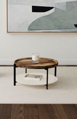 Adhvik - Round Table With Marble Shelf