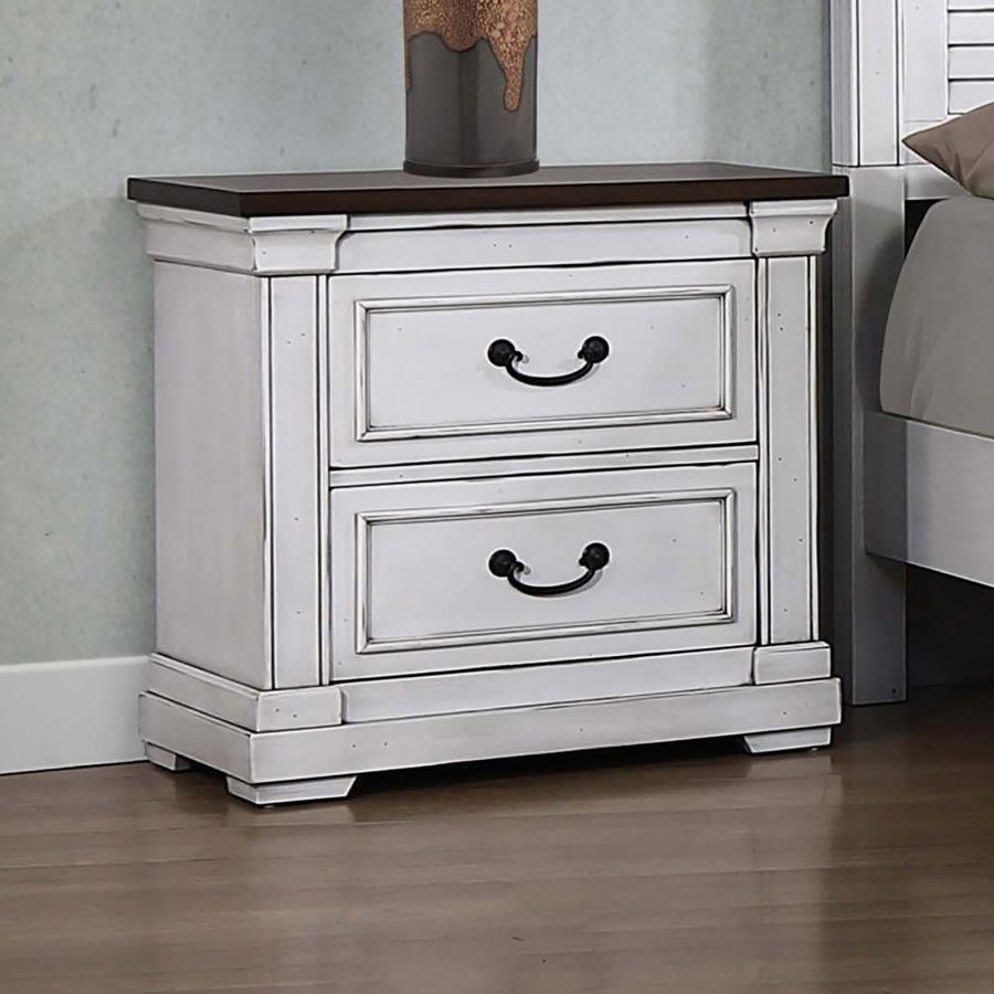 Hillcrest - 2-Drawer Nightstand - Dark Rum And White