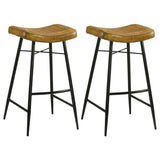 Bayu - Leather Upholstered Saddle Seat Backless Bar Stool (Set of 2)