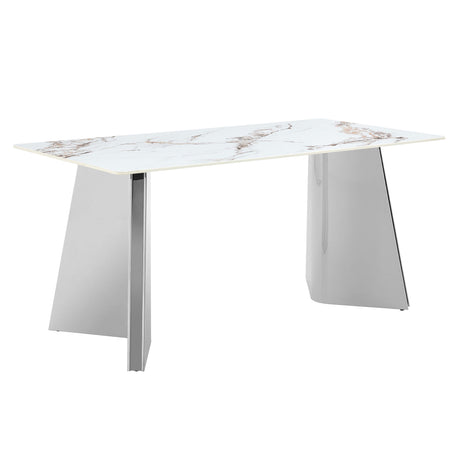 Luxurious Dining Table With Stainless Steel Butterfly Legs, Scratch & Heat Resistant