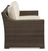 Wellingtons Peak - Beige / Dark Brown - Sofa With Cushion