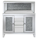 Yvaine - 2-Door Mirrored Wine Cabinet With Faux Crystal Inlay - Silver