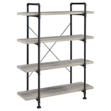 Delray - 4-Tier Open Shelving Bookcase - Gray Driftwood And Black