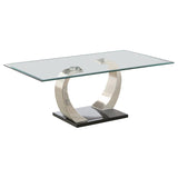 Pruitt - Glass Top Coffee Table - Clear And Satin