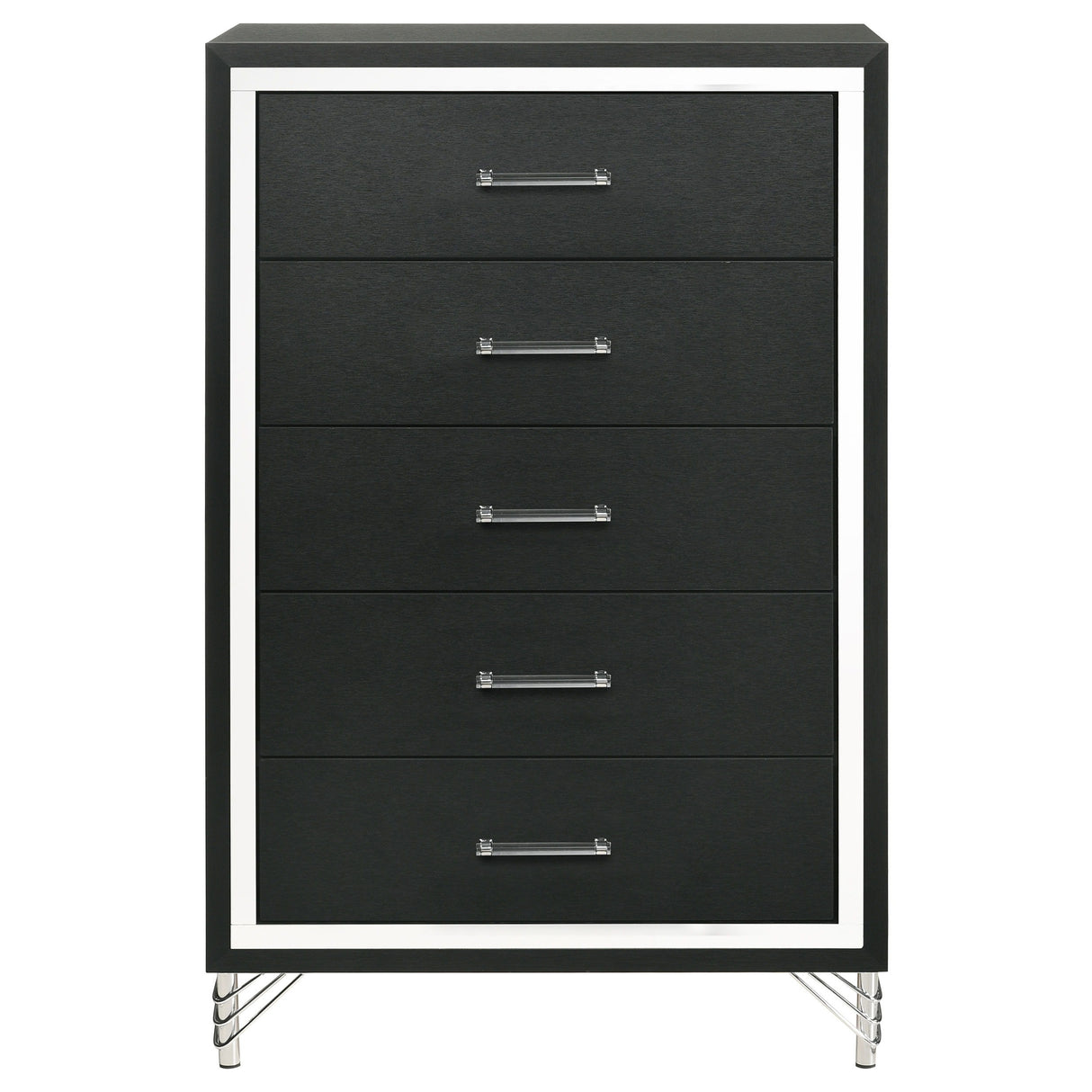 Lucia - 5-Drawer Bedroom Chest Of Drawers - Black