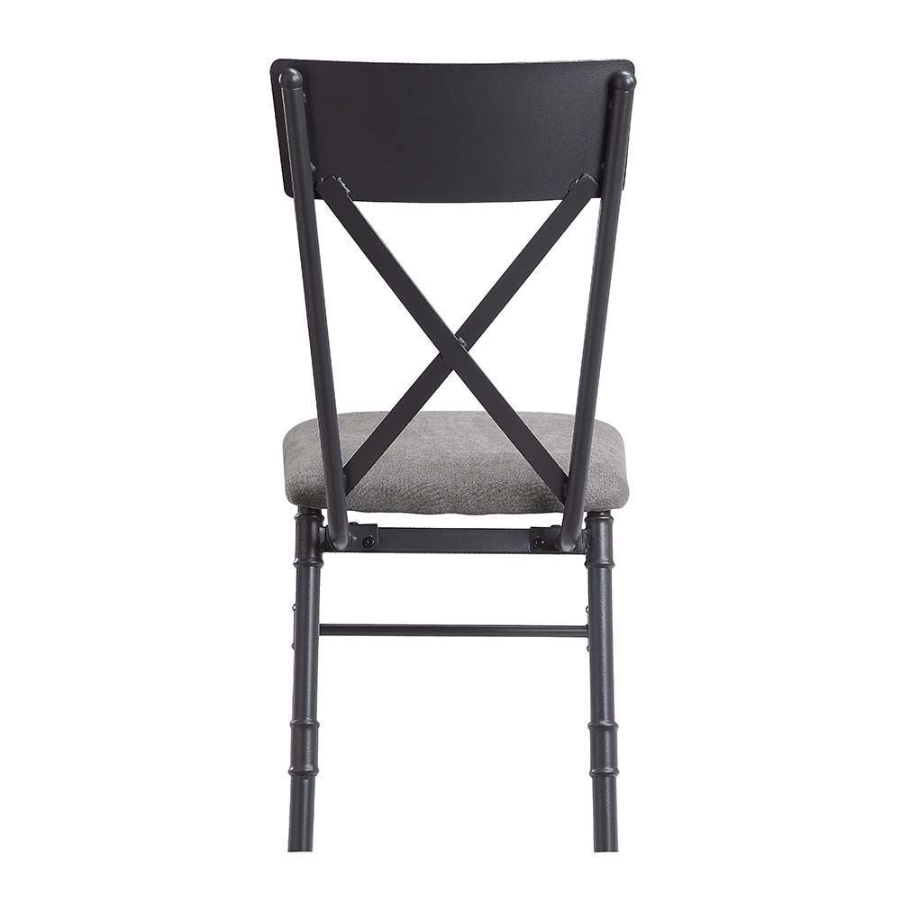 Edina - Side Chair (Set of 2) - Gray Fabric, Oak & Sandy Black Finish