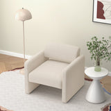 Modern Single Sofa Chair With Armrests Upholstered Velvet For Various Rooms Compact Size - Beige
