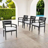 Outdoor Patio Dining Chairs With Outdoor Grade Sunbrella Fabric Cushions, Tapered Feet (Set of 4) - Ember Black