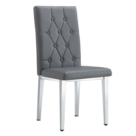 Vintage Style Armless Dining Chairs Set With Grid And Buckle Design